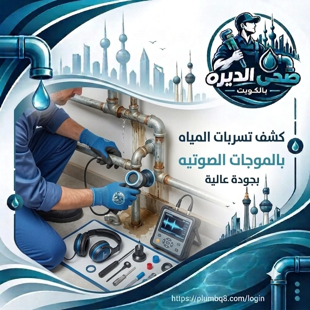 فني يستخدم جهاز كشف صوتي وسماعات لتحديد مكان تسرب المياه في المواسير في الكويت