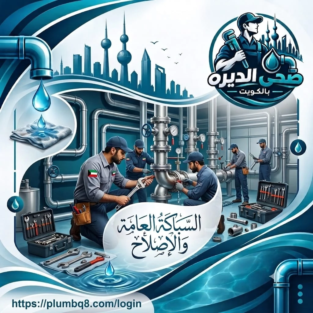 فريق من الفنيين يعملون على شبكة مواسير معدنية كبيرة في غرفة مضخات في الكويت